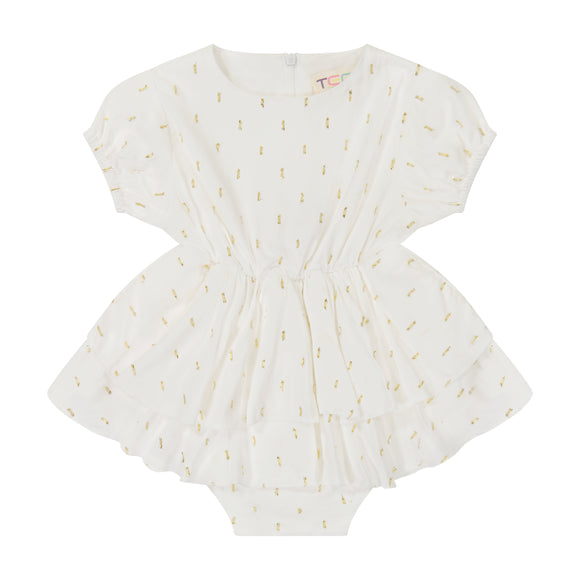 Baby Ruffle Romper - white/gold