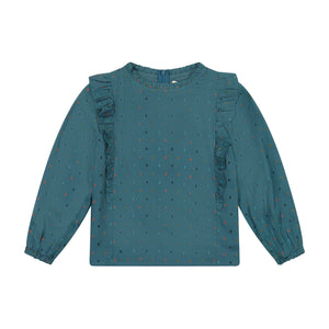 Ruffle DOTTED Top - BLUE