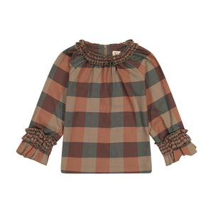 Neck Ruffle PLAID Top