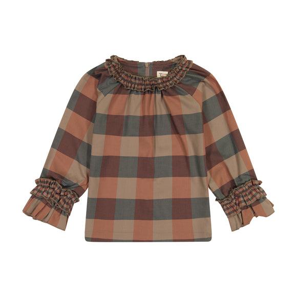 Neck Ruffle PLAID Top