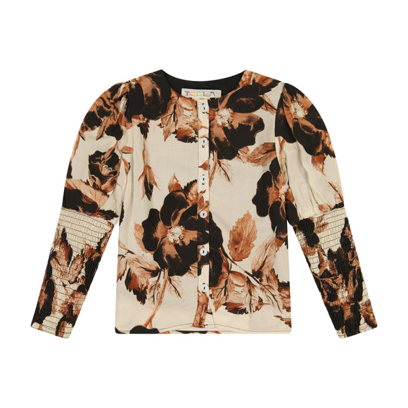 FLORAL smock sleeve shirt