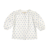 Girl's Gathered Top - WHITE DOT