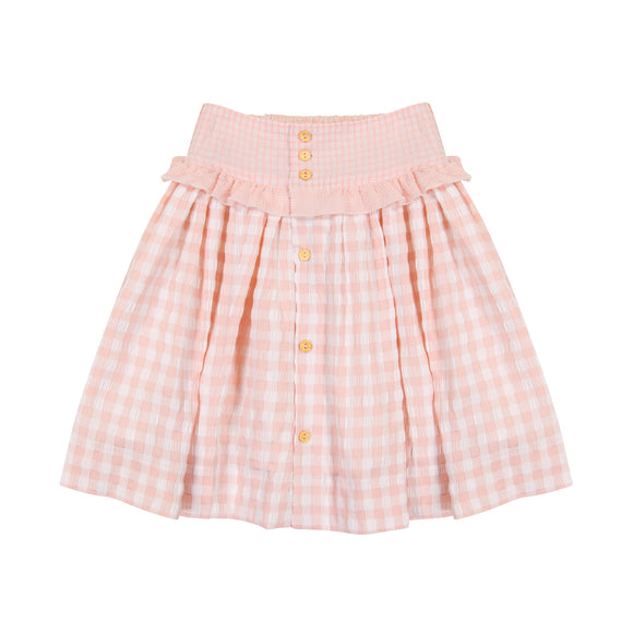 Reverse Ruffle Skirt - PINK GINGHAM