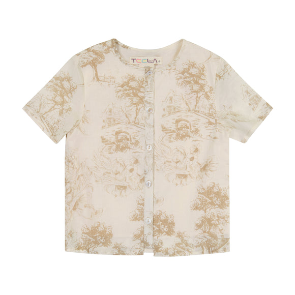 Boy's Gathered Shirt - CREAM