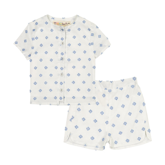 Baby Gathered Set - WHITE DOT