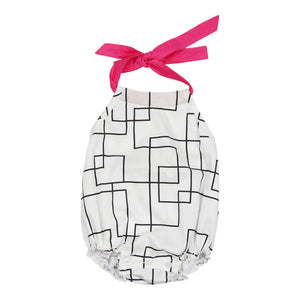 Teela Baby Girls' Black and White Geometric Romper