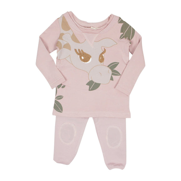 Teela Baby Girls' Mauve Giraffe Set