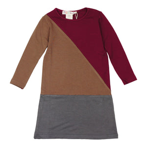 Teela Burgundy Color Block Dress - Young Timers Boutique
