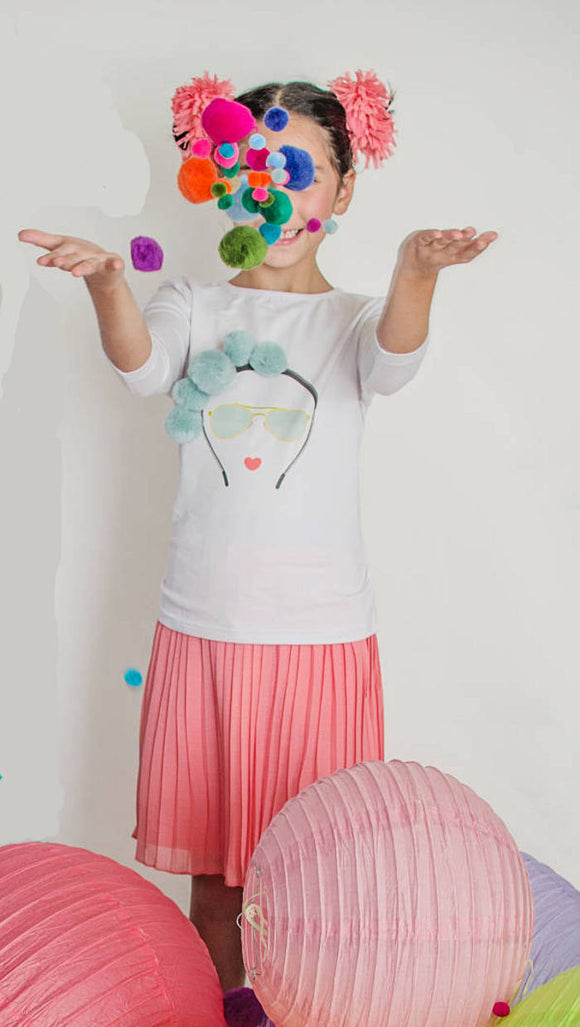 Teela Chiffon Pleat Coral Skirt - Young Timers Boutique
 - 1