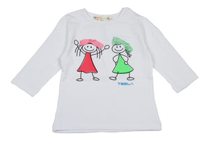 Teela Coral/Green Stick Figure T-shirt