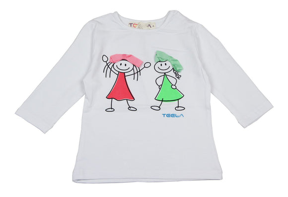 Teela Coral/Green Stick Figure T-shirt