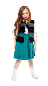 Teela Deep Ocean Fur Vest - Young Timers Boutique
