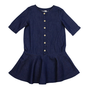 Teela Girls' Dark Denim Low Waist Dress