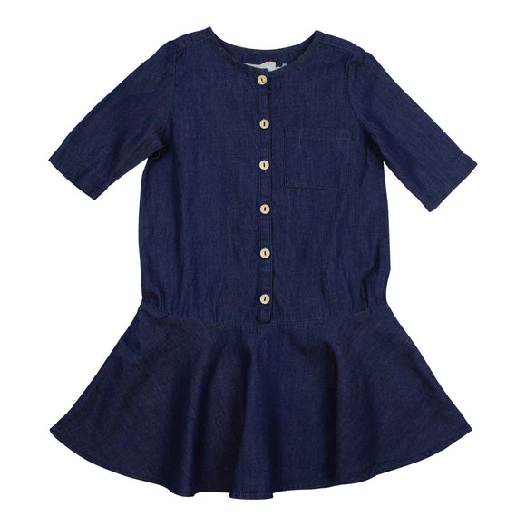 Teela Girls' Dark Denim Low Waist Dress