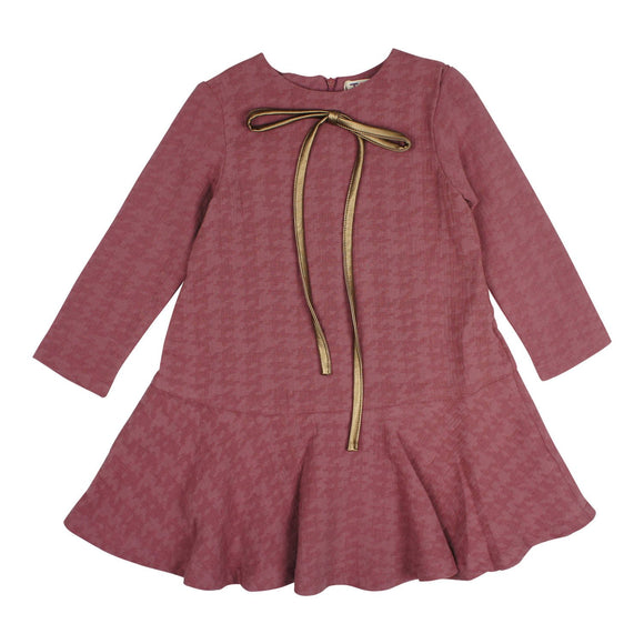 Teela Girls' LEAH Mauve Houndstooth Dress