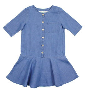 Teela Girls' Light Denim Low Waist Dress