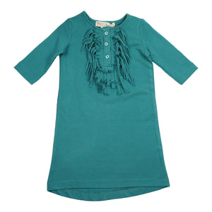 Teela Girls' Teal Fringe Dress