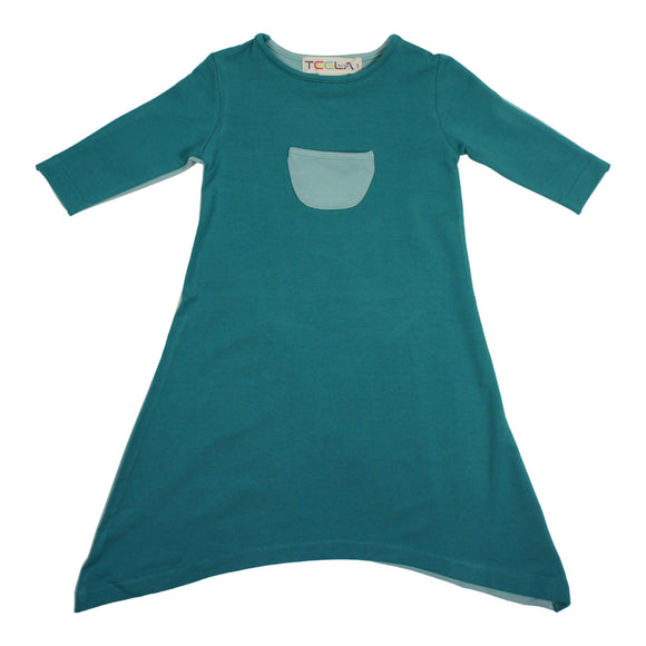 Teela Girls' Teal Pocket Tail Dress